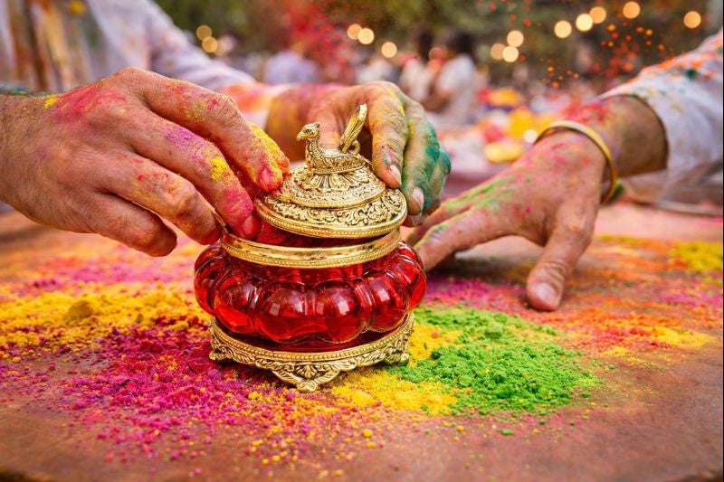 Kriti Creations Peacock Dibbi Holi Set | Festive Gift Pack
