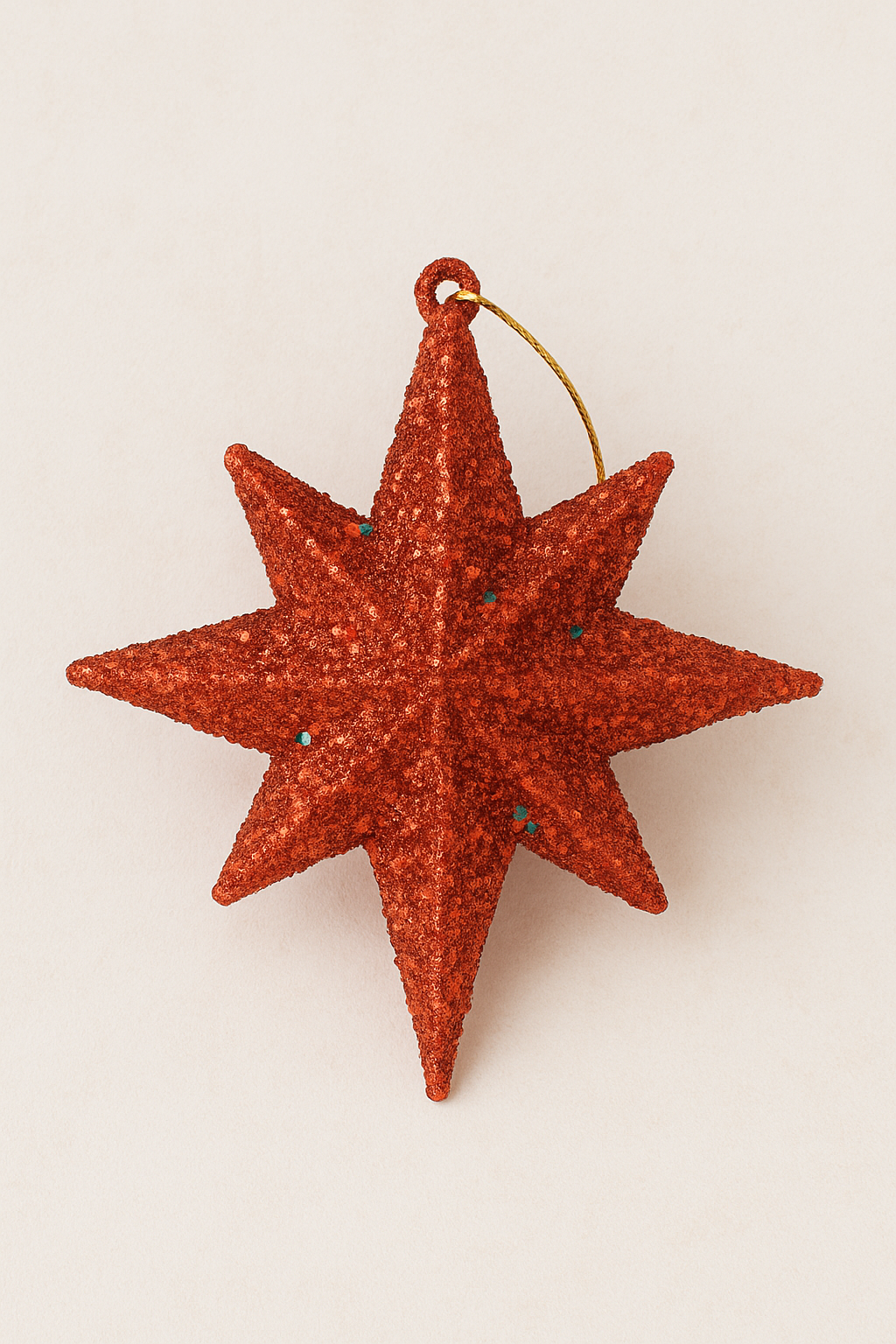 Kriti Creations Red Glitter Christmas Star Ornament | 8-Point Hanging Decorative Star for Xmas Tree, Home Décor, Parties & Holiday Styling