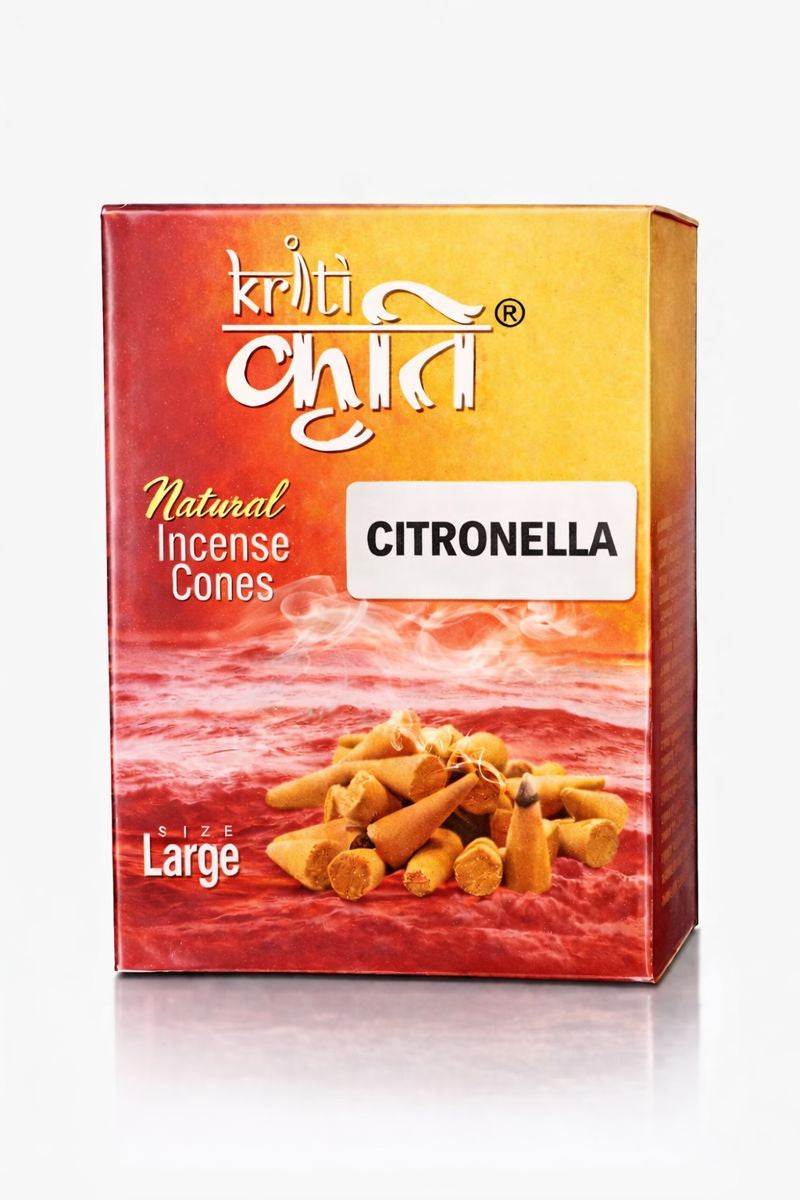 Kriti Creations Natural Incense Cone Large Citronella Pack of 2 (200 gm) | Herbal Fragrance Cones for Pooja, Meditation & Fresh Ambience