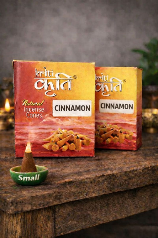 Kriti Cinnamon Incense Small Cones  200gm Pack of 2 | Natural Fragrance Cones for Pooja, Meditation & Home Use