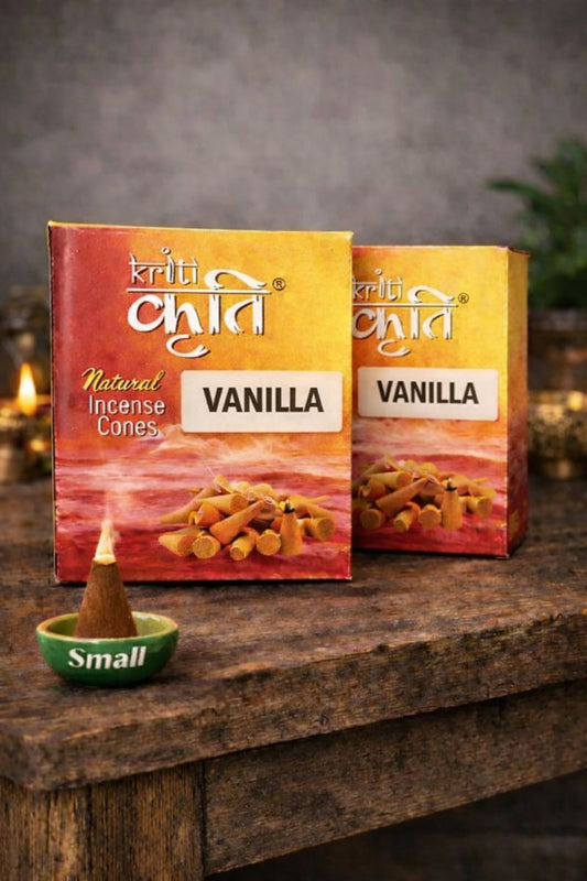 Kriti Natural Vanilla Incense Cones | Sweet & Soothing Fragrance for Home, Relaxation & Daily Use |Small Pack of 2