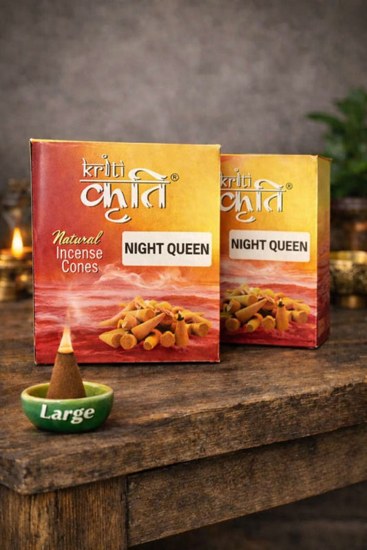 Kriti Creations Natural Incense Cone Large Night Queen Pack of 2 (200 gm) | Traditional Sambrani Aroma Cones for Pooja & Meditation