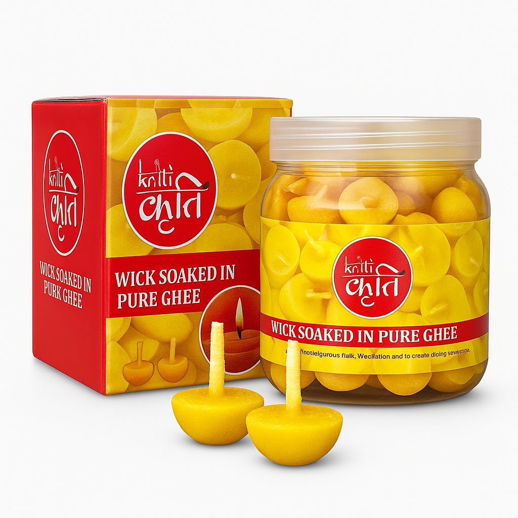 Kriti Pure Desi Ghee Wick(100 Pcs in a Box) Set of 2 (200 Pcs)