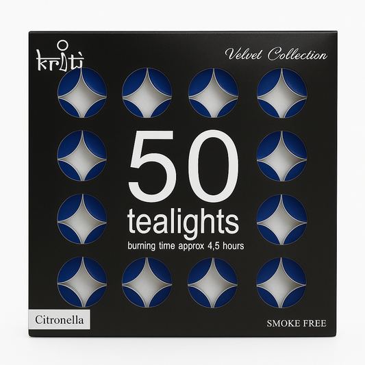 Kriti Set of 50 Perfume Tea-Lights in A Pack Non Toxic Smokeless & Tea Light Candles Perfect for Home Decor(Citronella) (Burning 4.5 Hour)