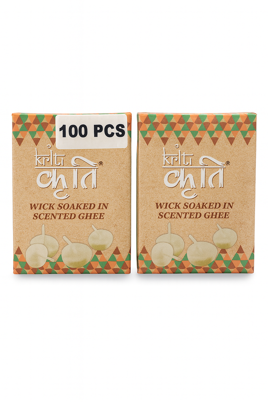 Kriti Scented Ghee Wick(100 Pcs in a Box) Set of 2 (200 Pcs)