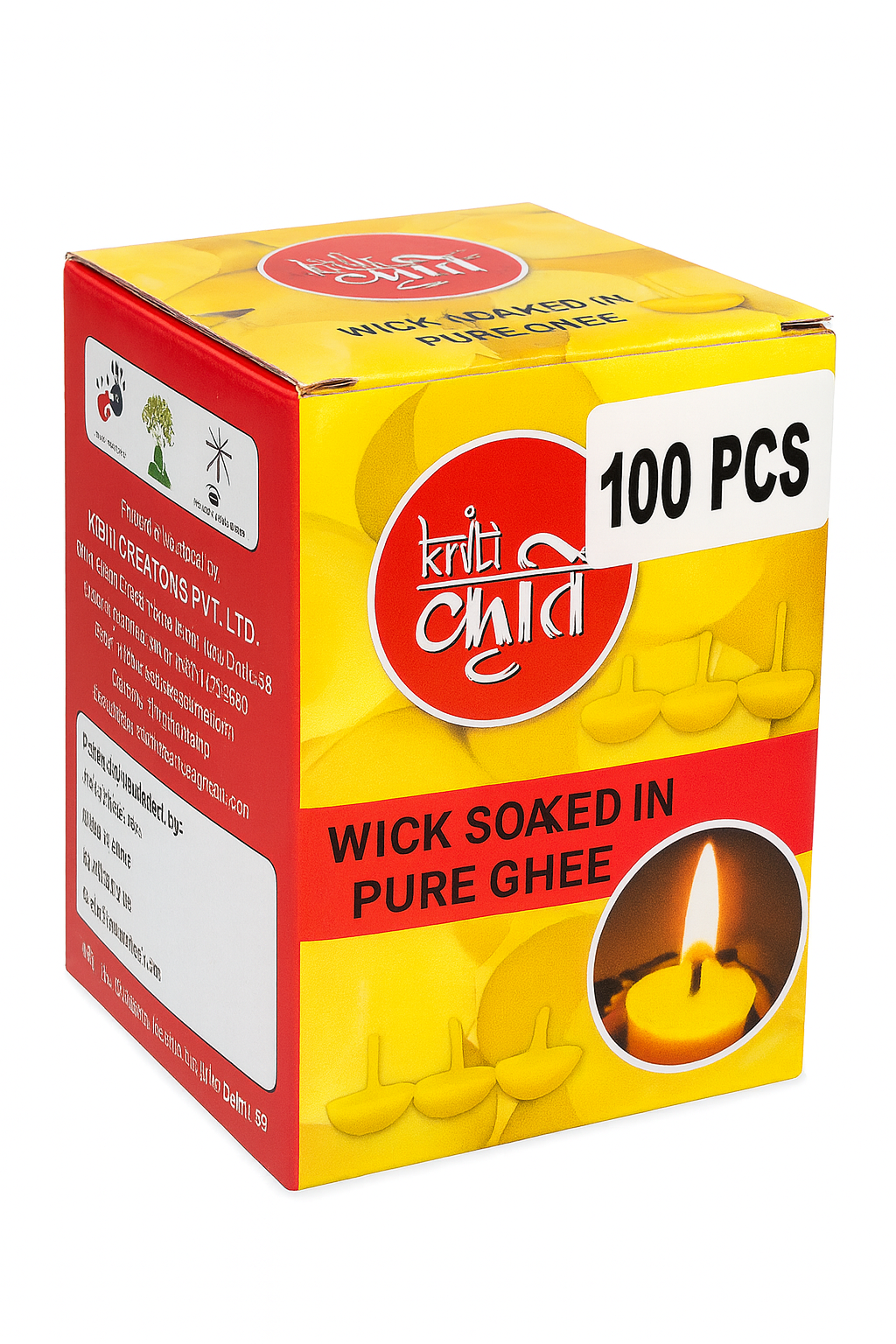Kriti Pure Desi Ghee Wick(100 Pcs in a Box) Set of 2 (200 Pcs)
