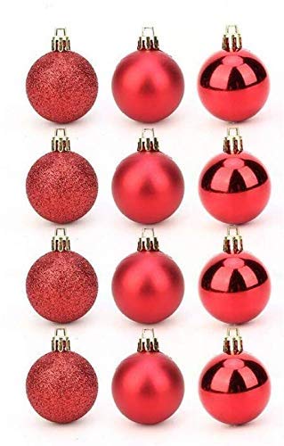 Kriti Creations Christmas Decoration Ornaments Ball 24 Pcs (4 CM, Red)