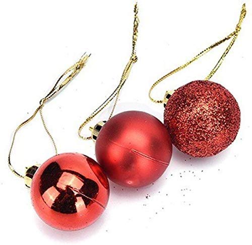 Kriti Creations Christmas Decoration Ornaments Ball 24 Pcs (4 CM, Red)