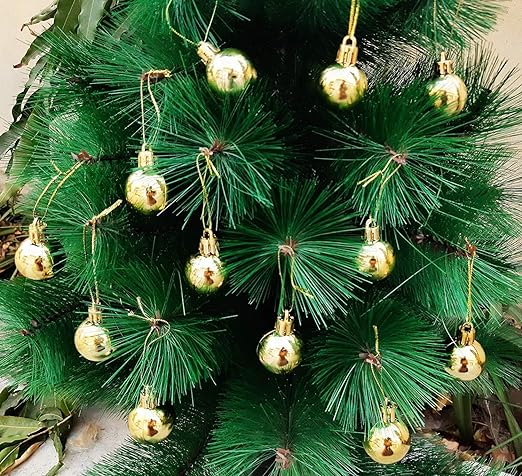 Kriti Creations Christmas Decoration Ornaments Ball | 24 Pcs | 4 CM | Golden Colour