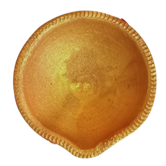 Kriti Creations Traditional Handmade Earthen Clay Big Size Diya for Laxmi Poojan Gold Colour
