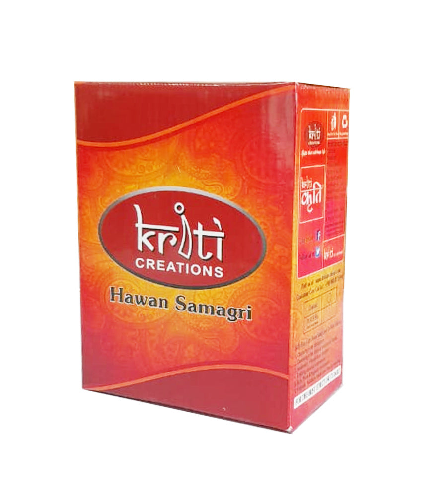 Kriti Creations Hawan Samagri 500Gm |100% Pure and Natural | Mixture of Various Dried Herbal Roots and Leaves for Vedic Yagya Pujan. Hawan Worship Pooja Samagri