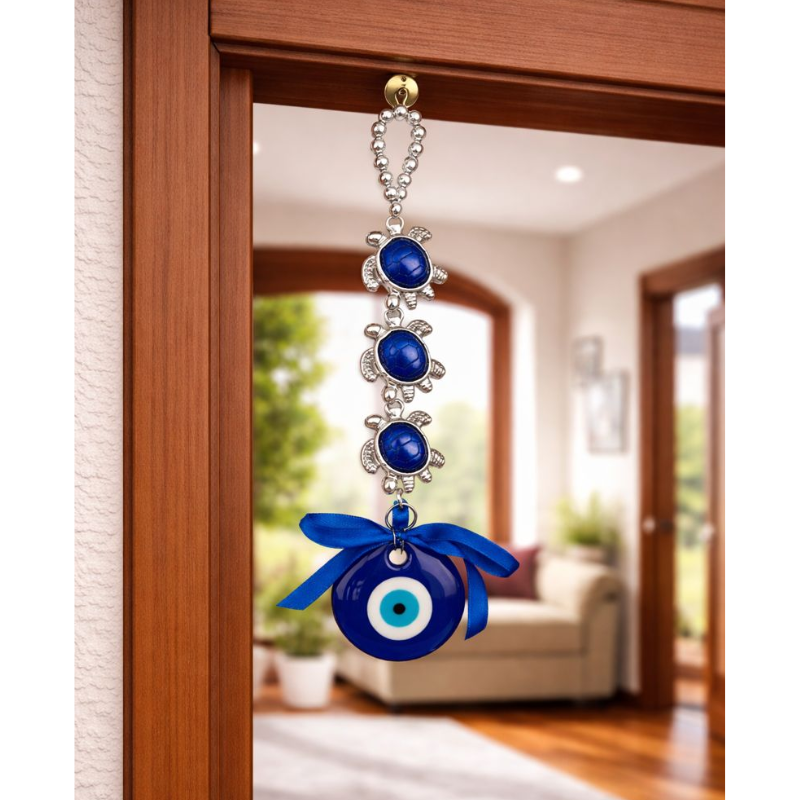 Kriti Creations Kachua Turtle Evil Eye Car Hanging | Blue Nazar Protection Charm & Nazar Battu for Car, Home & Office