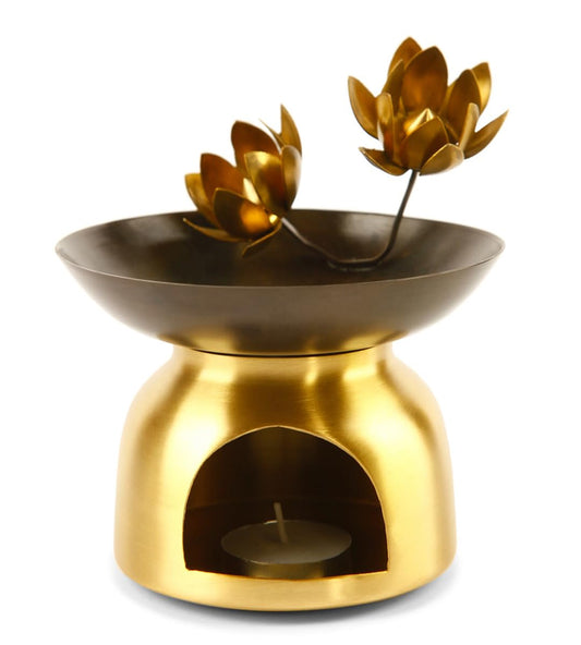 KRITI CREATIONS AROMA OIL LOTUS BRASS BURNER.