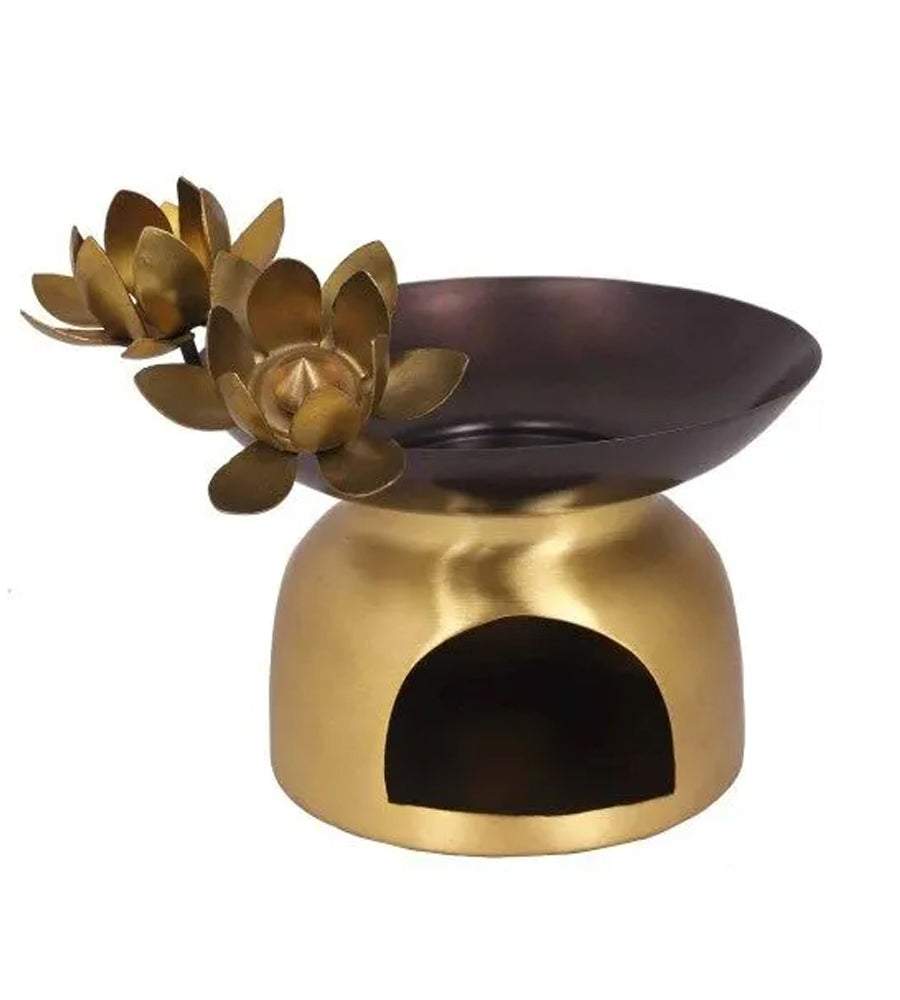 KRITI CREATIONS AROMA OIL LOTUS BRASS BURNER.