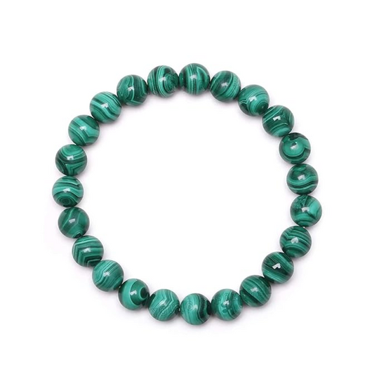 Kriti Creations Malachite Bracelet For Reiki, Round Beads 6 Mm | Balance Chakra, Positive Energy, Healing | Malachite Stone Bracelet for Men and Women (7 inches)