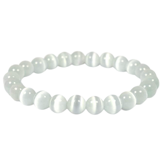 Kriti Creations Selenite Bracelet - White Crystal Bracelet for Men and Women for Focus, Consciousness, Peace, Calmness, Clear Thinking, Positive Energies, and Crown Chakra Healing 6mm Beads (7 inches)
