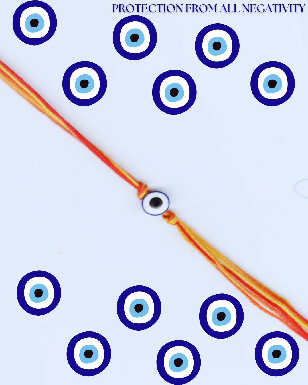 KRITI CREATIONS Multicolour Rhinestone Turkish Evil Eye Rakshasutra for Protection from all Negativity for Men and Women (2 Rakhi Dhaga and One Roli Chawal)