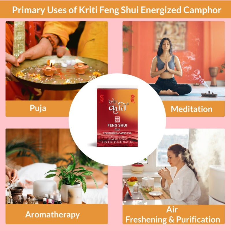 Kriti Creations Natural Bhaimsani Energised Camphor 500gm White | Pure Camphor for Pooja, Vastu, Feng Shui & Positive Energy