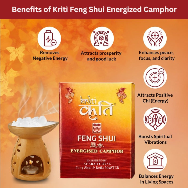 Kriti Creations Natural Bhaimsani Energised Camphor 500gm White | Pure Camphor for Pooja, Vastu, Feng Shui & Positive Energy
