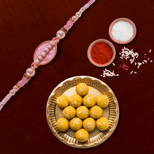 Kriti Creations Beads Designer Rakhi for Brother | Raksha Bandhan Rakhi for Bhai Bhaiya (Two Rakhi Dhaga and One Roli Chawal)
