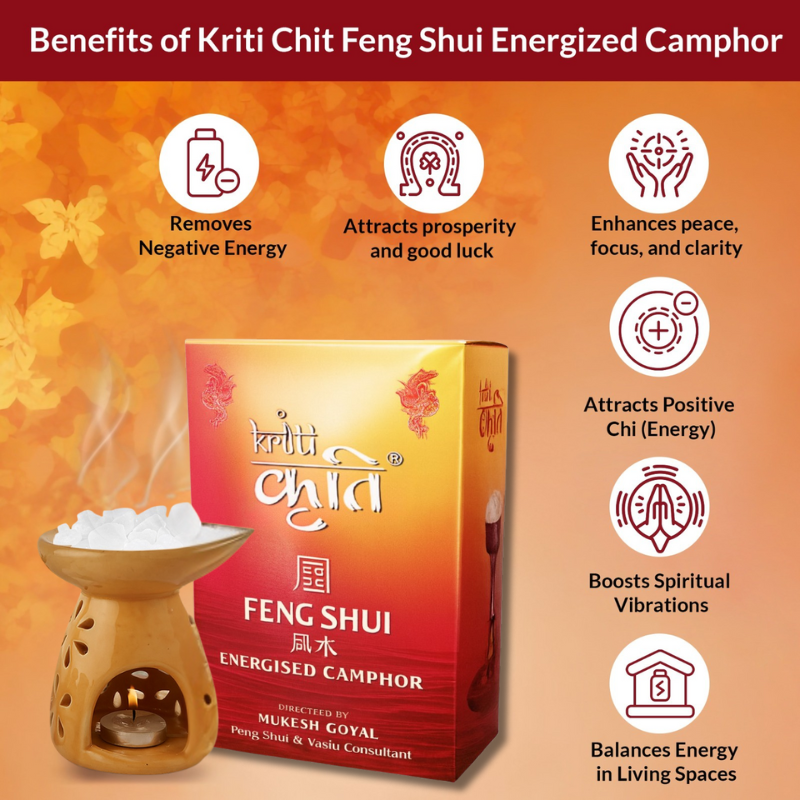 Kriti Creations Stainless Steel Feng Shui Energised Camphor (250gms, White)