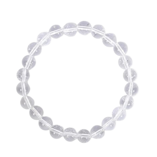 Kriti Creations Clear Quartz Crystal Beads Bracelet 6 mm for Men & Women (7 Inches)