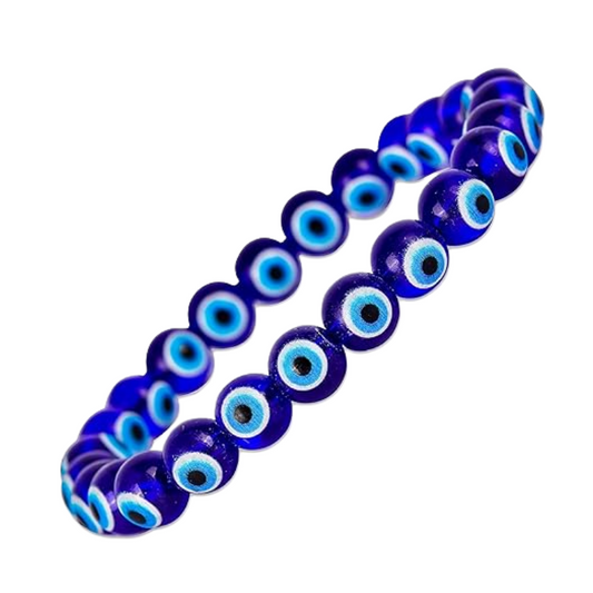 Kriti Creations Natural Evil Eye Nazariya Bracelet for Men and Women | Authentic 8 mm Round Beads | Protective Bracelet for Warding Off Negative Energy (8 inches)
