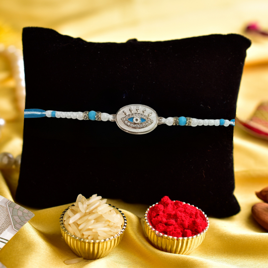Kriti Creations Bhaiya Bhabhi Evil Eye Rakhi | Raksha Bandhan Brother Sister Rakhi with Two Rakhi Dhaga and One Roli Chawal