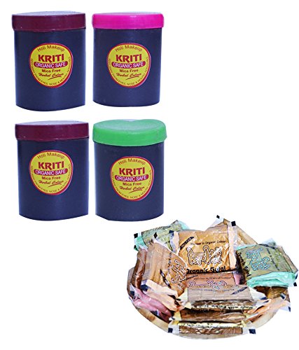 KRITI Organic Gulal 100GM (10 Pkt) with 4 Mini (15gm) Water Colours | Malti-Colour | Eco Friendly | 100% Safe Holi Colour