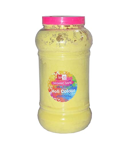 Kriti Organic Safe|Mica Free|Non-Perfumed|Holi Gulal Jar 1kg (Yellow)