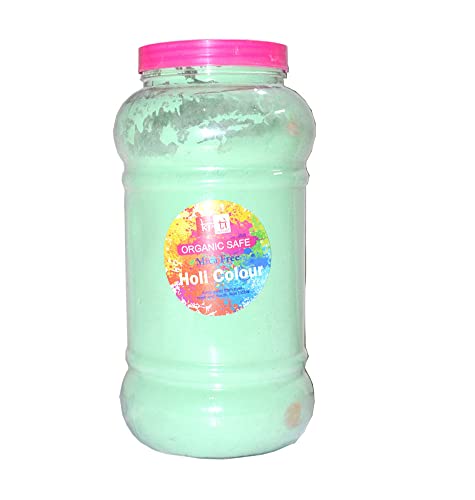 Kriti Organic Safe|Mica Free|Non-Perfumed|Holi Gulal Jar 1kg (Green)