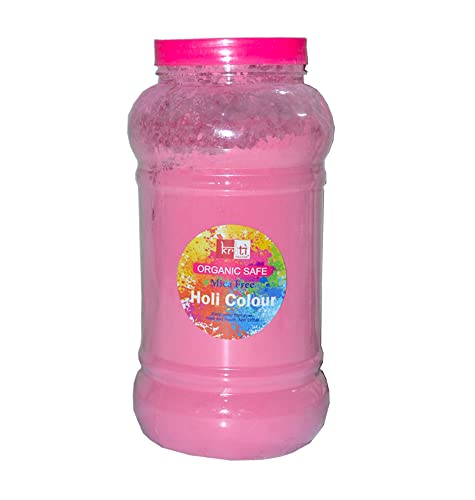 Kriti Organic Safe|Mica Free|Non-Perfumed|Holi Gulal Jar 1kg (Pink)