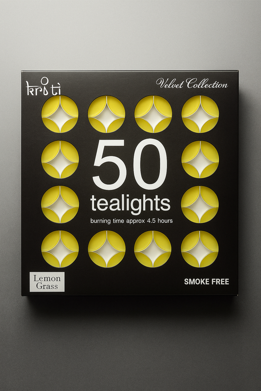 Kriti Set of 50 Perfume Tea-Lights Candles in A Pack Non Toxic Smokeless & Tea Light Candles Perfect for Home Decor (Lemmon Grass) (Burning 4.5 Hour)