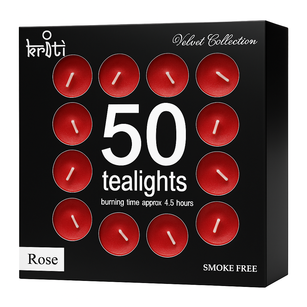 KRITI Creations Set of 50 Perfume Tea-Lights in A Pack (Rose) (Burning 4.5 Hour)