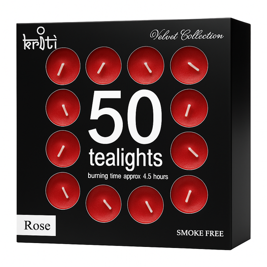 KRITI Creations Set of 50 Perfume Tea-Lights in A Pack (Rose) (Burning 4.5 Hour)