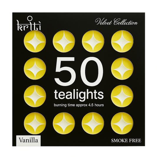 Kriti Set of 50 Perfume Tea-Lights in A Pack (Vanilla) (Burning 4.5 Hour)